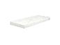 Witte matras met grijze sterren en de tekst 'SAFE ASLEEP'