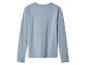 Lichtblauw T-shirt met lange mouwen, achterkant op witte achtergrond.