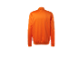 Een oranje bomberjack, achterkant.