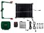 Panneau solaire, unité de contrôle, batterie et accessoires pour un système d'irrigation.