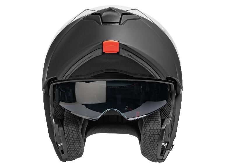 Casque de moto noir ouvert avec visière solaire