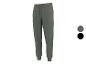 Pantalon de jogging gris avec cordon de serrage et chevilles resserrées, avec échantillons gris et noir.