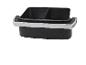 Zwarte plastic organizer met vakken en zilveren rand