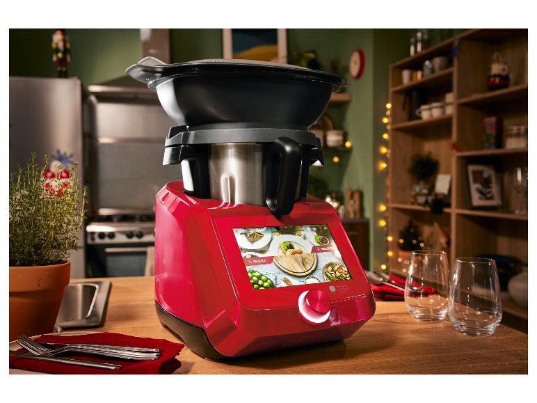 Robot de cuisine Monsieur Cuisine Smart rouge avec écran tactile et de nombreuses fonctions.