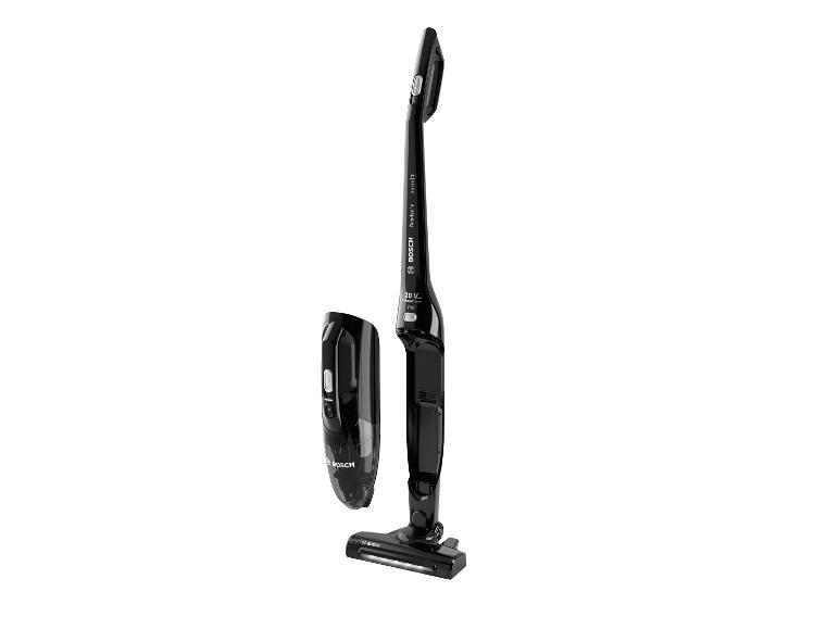 Aspirateur balai 2 en 1 noir avec unité portable.