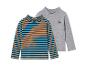 Deux t-shirts à manches longues pour garçons, un rayé et un gris.