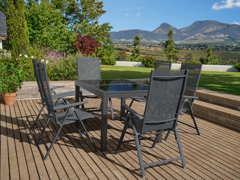 Aller en mode plein écran Set de jardin en aluminium noir/anthracite avec table extensible et 4 chaises Houston LIVARNO home - Photo 2
