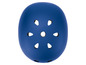 Un casque de vélo bleu avec des ouvertures de ventilation.