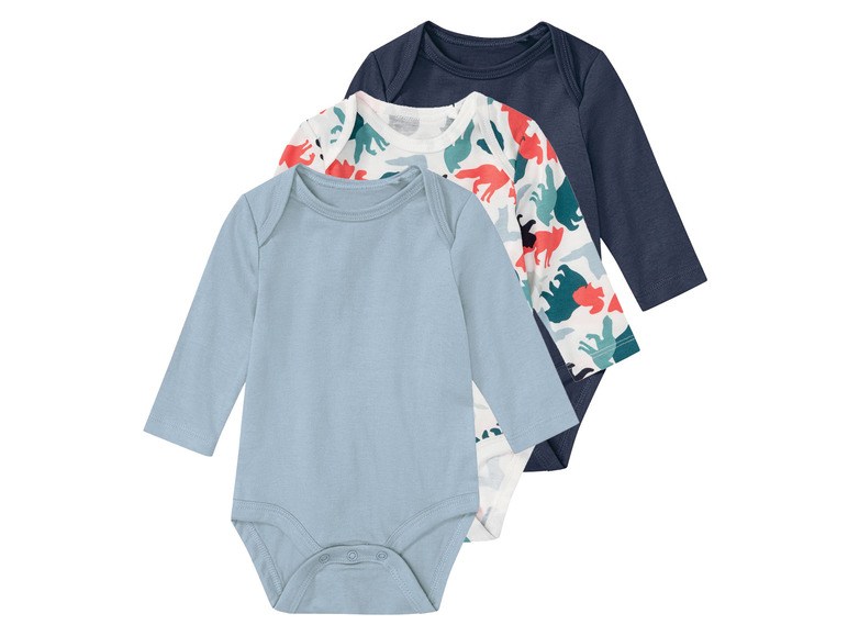 Aller en mode plein écran lupilu® Set de 3 bodies en pur coton avec manches longues - Photo 16