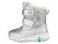 Bottes d'hiver argentées avec imprimé floral et semelles lumineuses.