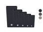 Six pots de fleurs rectangulaires noirs avec un motif en osier.
