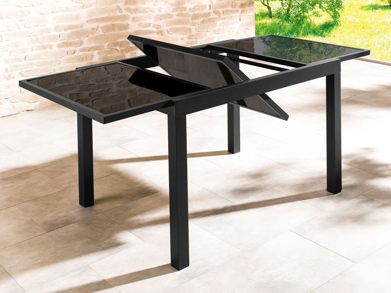 Ga naar volledige schermweergave: Aluminium tuinset zwart/antraciet met uittrekbare tafel en 4 relaxstoelen Houston LIVARNO home - afbeelding 14