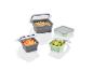 Opvouwbare lunchboxen: salade, wortels en druiven.
