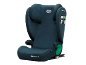 Donkerblauw kinderautostoeltje met groene accenten