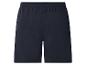 Short de sport bleu foncé avec taille élastique.