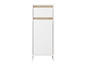 Une armoire blanche avec un tiroir et une porte.