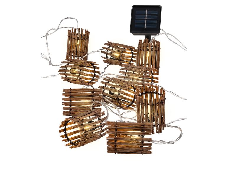 Guirlande solaire LED avec lanternes en bambou