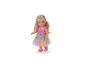 BABY born pop met blond haar, roze zeemeermin T-shirt en regenboog tule rok.