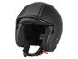 Matzwarte motorhelm met twee grijze strepen