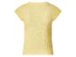 Chemisier jaune à manches courtes en tissu texturé, vue de dos.