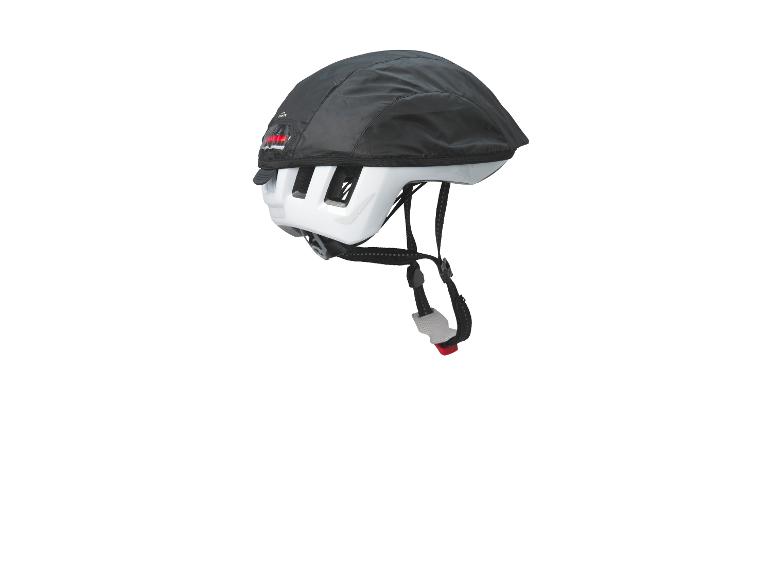Casque de vélo avec couvre-casque imperméable.