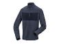 Donkerblauw shirt met lange mouwen, rits bij de hals en getextureerde panelen.