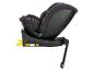 Zwart kinderautostoeltje met ISOFIX-basis en steunpoot, zijaanzicht.