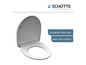 Een witte toiletbril van Schütte met een gemakkelijk te reinigen oppervlak.