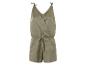 Kaki jumpsuit, minimalistische stijl.