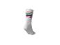 Chaussette blanche avec des rayures roses, vertes, bleu marine et fuchsia.