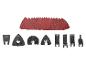 Accessoireset voor multifunctioneel gereedschap, inclusief zaagbladen en driehoekig schuurpapier.