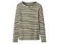 T-shirt rayé à manches longues vert olive et crème