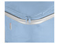 Detail van een blauwe Topmove-tas met een rits.