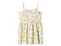 Witte zomerjurk met spaghettibandjes en citroenprint.