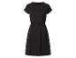 Robe noire à manches courtes pour femme avec taille élastiquée.