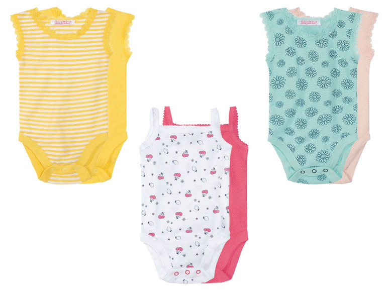 Lupilu baby onesies met strepen, bloemen en citroenen