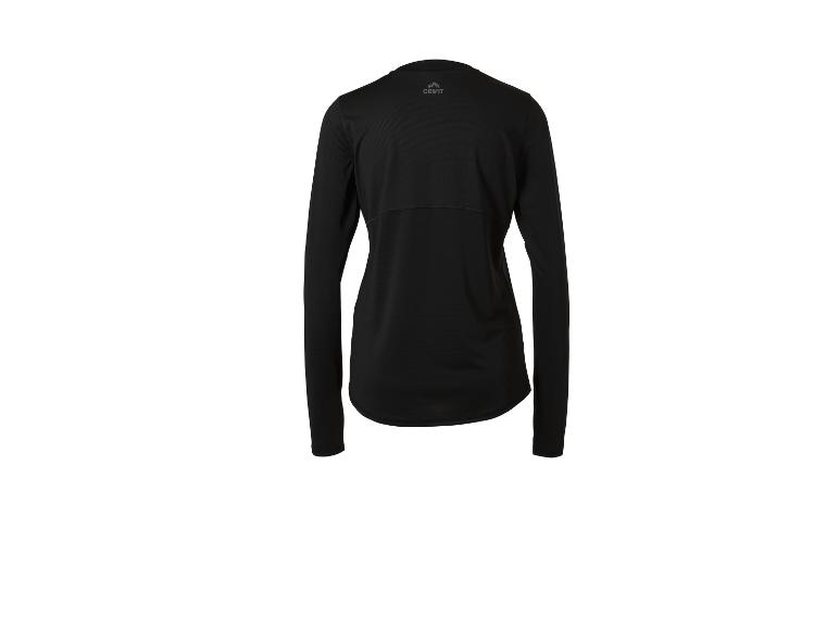 Zwart sportshirt met lange mouwen voor dames, achteraanzicht