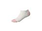 Chaussette de cheville blanche avec des détails roses sur la pointe et le talon.