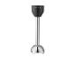 Accessoire de mixeur plongeant noir et argent avec symboles de verrouillage.