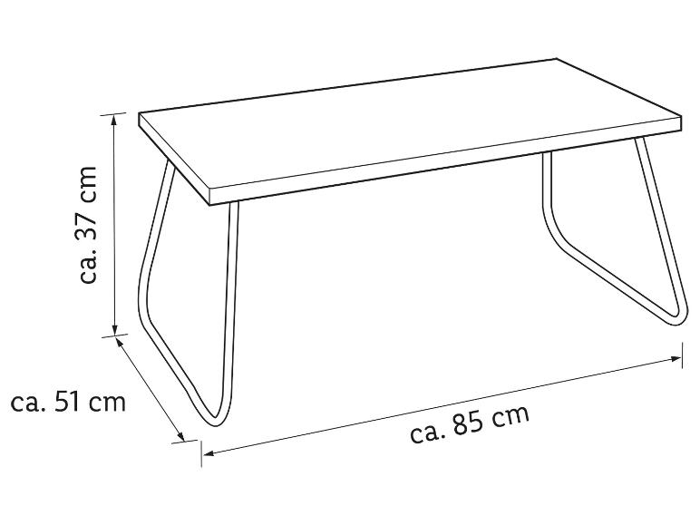 Une esquisse d'une table rectangulaire avec des pieds en métal.