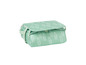 Een groene lunchbox met een patroon van witte beren.