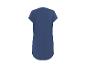 Donkerblauwe lange T-shirtjurk met korte mouwen, van achteren gezien.