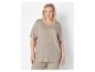 T-shirt et pantalon en lin beige pour femme.