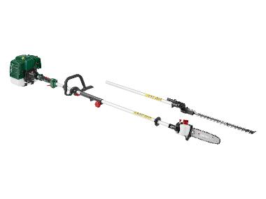 PARKSIDE® Outil modulable à essence 4-en-1 : Coupe-bordures, débroussailleuse, taille-haie et élagueuse sur perche PBK4