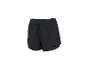 Zwarte sportshorts met elastische tailleband en trekkoord, met klein logo op de pijp.