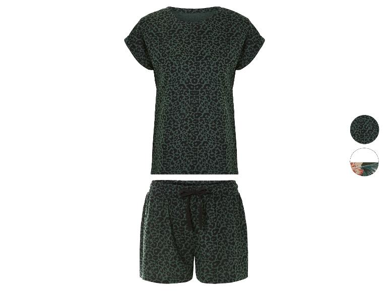 Groene luipaardprint pyjamaset: top en short.