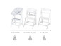 Une chaise haute pour bébé, une chaise pour les enfants plus grands et une chaise pour adultes, adaptées à différents âges.