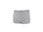 Caleçon gris avec ceinture élastique ornée de texte.