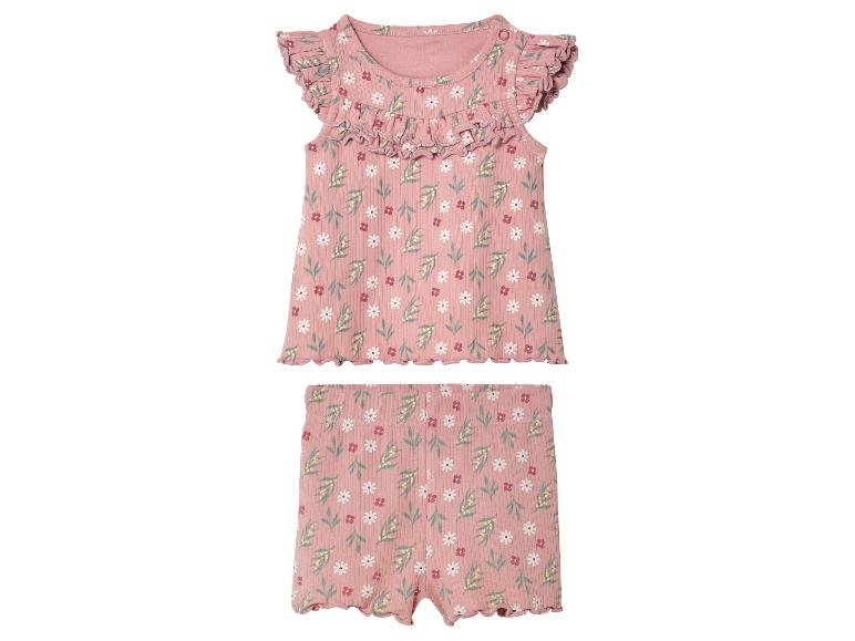 Meisjes set: bloemetjes top en short in roze.