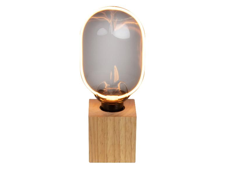 Lampe de table avec base en bois et ampoule LED allongée